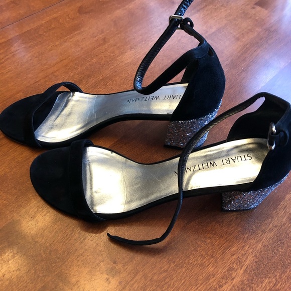 Stuart Weitzman Suede Glitter Sandals. Size 8.5. - Picture 10 of 11